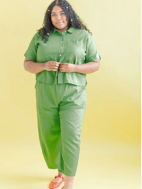 NWOT Nettle Studios Barrel Leg Pants in Acid Green